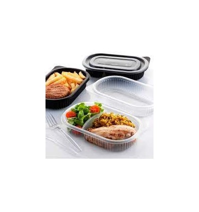 Envase negro PP tapa separada 1250 ml/42 oz.