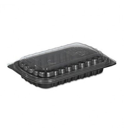 Envase PP negro para medio costillar + tapa