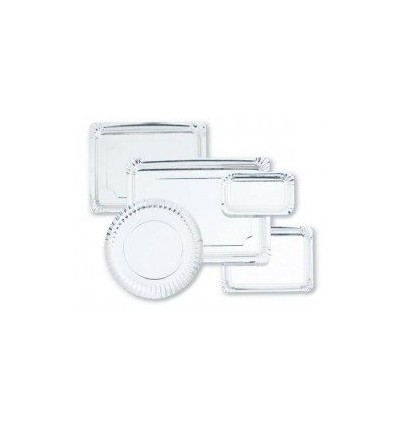 Platos redondos cartón plata Ø 23 cm