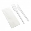 Set cuchara, cuchillo y tenedor reutilizab blancos